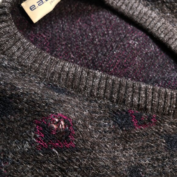 Ermenegildo Zegna Sweater Men's S Brown Geometric Wool Mohair Nylon V Neck HOLES - Picture 10 of 16